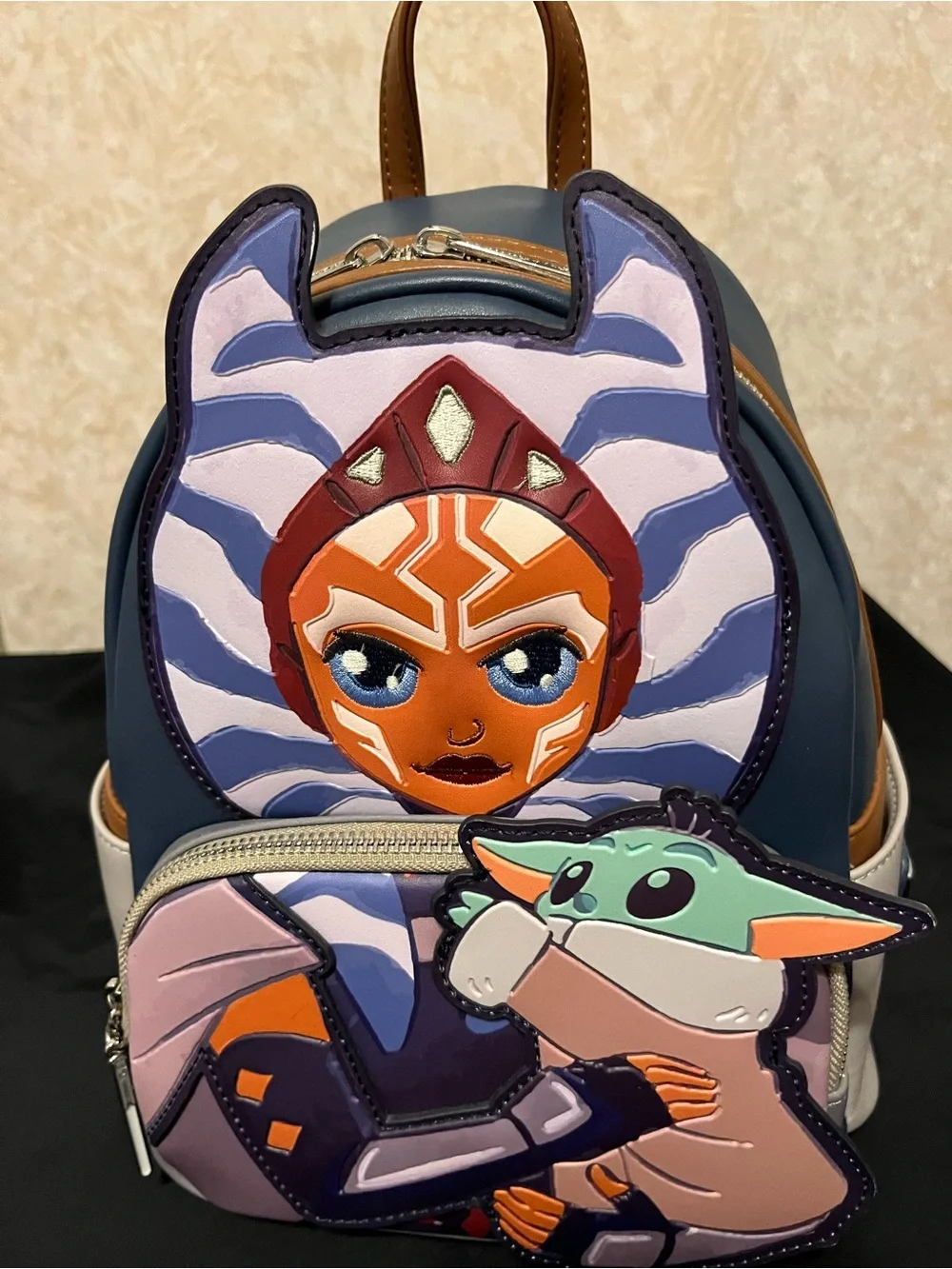 Kids Character Mini Backpack in Navy with Multicolor Ahsoka & Grogu Art